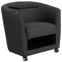 Flash Furniture BT-8220-GY-CS-GG Charcoal Gray Fabric Guest Chair with Tablet Arm